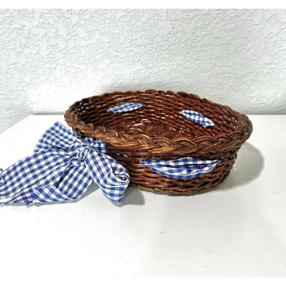 Teamson 1995 Casserole Baking Dish Oval Country Home and Woven Basket with Bow - Picture 9 of 13